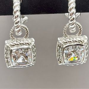 Judith Ripka gorgeous .925 silver and cubic zirconia dangle convertible earrings